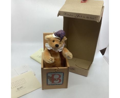 Steiff German Teddy bear Jack in The Box 037818 white tag adorable teddy bear in wooden box 1061/3000 made in 2003
