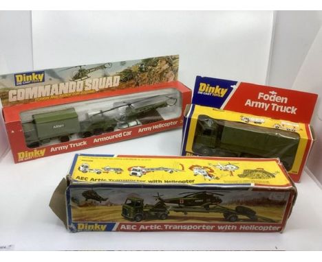 Yvs Bjj Vintage Dinky Die cast Toys ; to include a 303( appears unused) commando Squad Army Truck/car/helicopter larger set ,