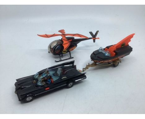 Corgi Vintage &nbsp;toys;batman gift set 1970 &nbsp;Batmobile die cast car with Batman and robin with a &nbsp;bat boat on a m