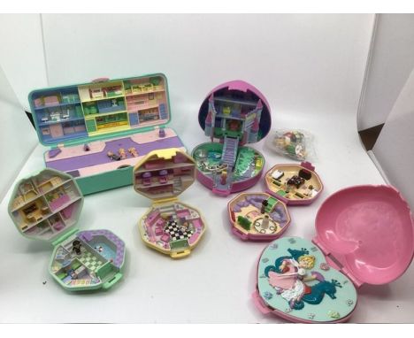 Vintage 1990s Bluebird Polly Pocket doll toy sets;pocket collectible sets x 6 to include the rare westclox princess Clock . T