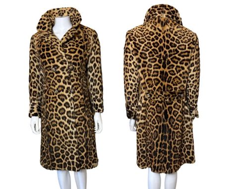 A 1960s leopard coat with collar and button fastening. taupe satin lining, labelled Celine Lerner, Paris s-m (1)*a digital co