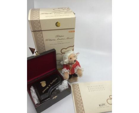 Steiff Wolfgang Amadeus Teddy bear 657108 &nbsp;made in 2006 15cm 545/1500 with miniature wooden Steiff boxed Piano as a set 