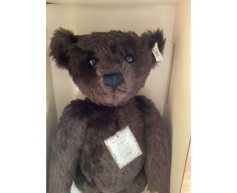 Steiff wonderful boxed mohair 1993 British collectors Teddy bear 1907 replica teddy bear huge dark brown beautiful bear still