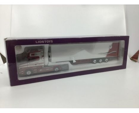 Model diecast truck from Lion Models; McGeown Transport LTd Red no white livery scale 1;50 appears unopened and new from Lyon