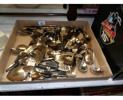 Approximately 80 pieces of vintage Siamese brass and teak cutlery