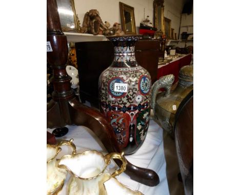 A large 19th century cloissonne vase, (painted over damaged patch)