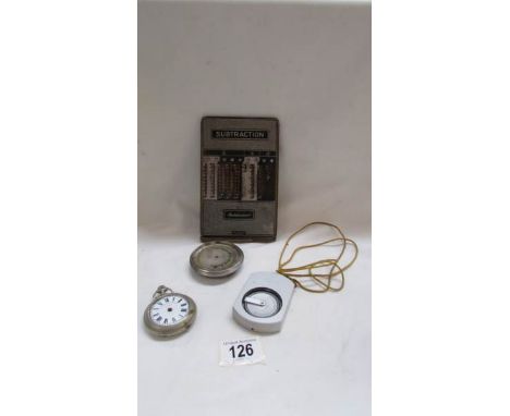 A mixed lot including vintage adding machine, compass etc