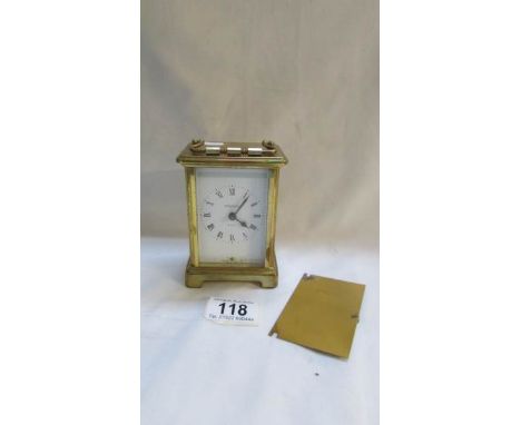 A brass carriage clock