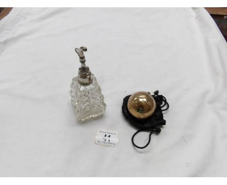 A perfume atomiser and an unusual globe shaped compact