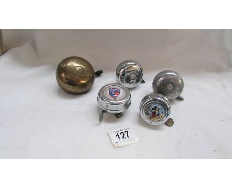 5 vintage bicycle bells