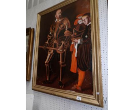 An oil on board portrait after Carravaggio of Alof De Wignacourt by Donald Watson