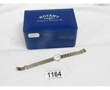A 9ct gold ladies Rotary wristwatch on 9ct gold bracelet
