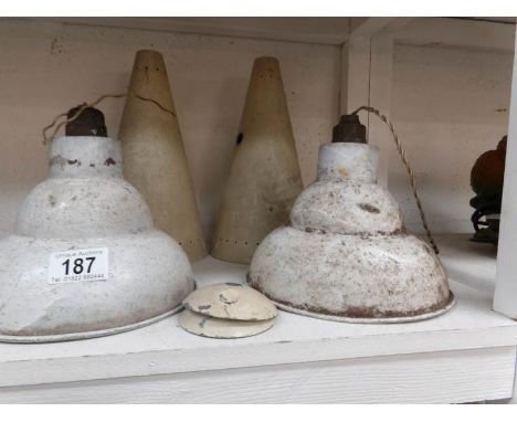 4 vintage metal industrial lamp shades