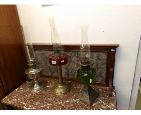 2 Victorian oil lamps and an Aladdin oil lamp