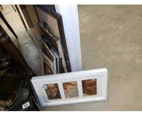 A quantity of portrait paintings