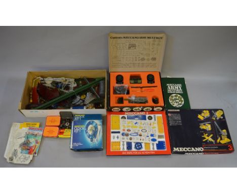 Meccano. Quantity of loose parts, together with near complete clock kit 1, army multikit & No.3 set. Overall F/G