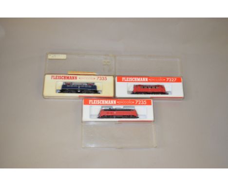 N Gauge. Fleischmann. 3 x DB railways locomotives, including pantograph electrics. VG in G boxes.