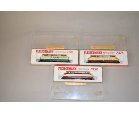 N Gauge. Fleischmann 3 x DB railways pantograph electric locomotives. Overall G in F/G boxes.