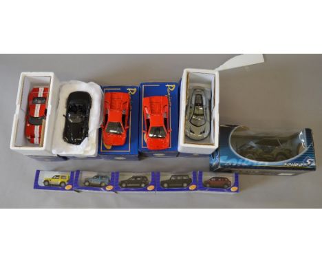 American Mint premium models including Ford GT, Lamborgihini Diablo etc together with Solido 1:18 scale jeep. (10)