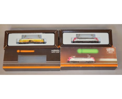 Z Gauge. Marklin mini-club. 2 x pantograph electric locomotives. Ref 8837 & 88532  VG in G boxes.