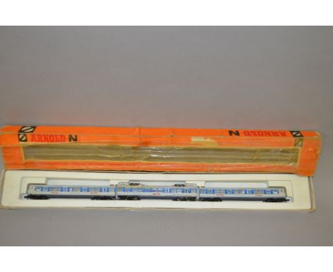 N Gauge. Arnold. 3 car pantograph electric multiple unit. G in P box