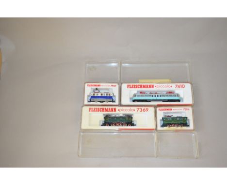 N Gauge. Fleischmann. 4 x Pantograph electric locomotives. VG in G boxes.