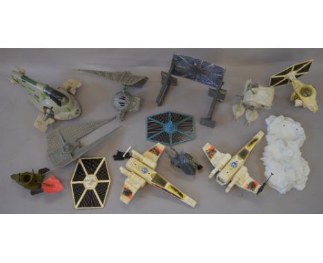 Good quantity of vintage Kenner Star Wars vehicles, includes: Millennium Falcon; Twin Pod Cloud Car; TIE Fighter; Rebel Trans
