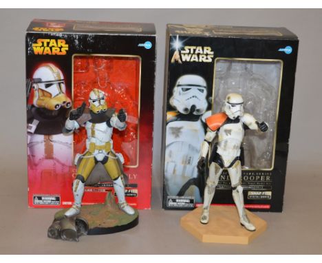 Two Kotobukiya ArtFX  Star Wars 1:7 Scale Vinyl Model Kits, assembled: Clone Trooper Commander Bly; Sandtrooper. Both VG with