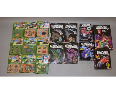 Quantity of vintage toys: eight Mattel Computer Warriors; nine Kenner Mega Force. All carded, E. (17)