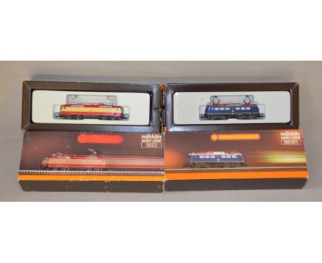 Z Gauge. Marklin mini-club. 2 x DB pantograph electric locomotives. Ref 8853 & 88391. VG in F/G boxes.