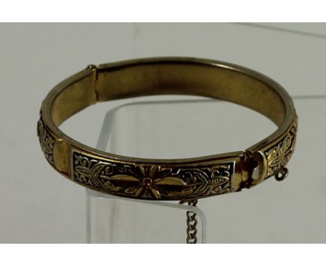 Gold plated childs bangle with enamel decoration 
