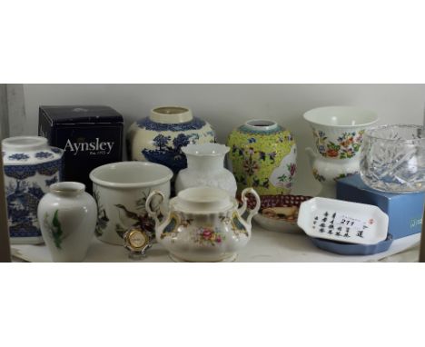 A mixed Quantity of assorted china and glass vases, trinket, boxes, trays and ginger jars including some chinese porcelain 