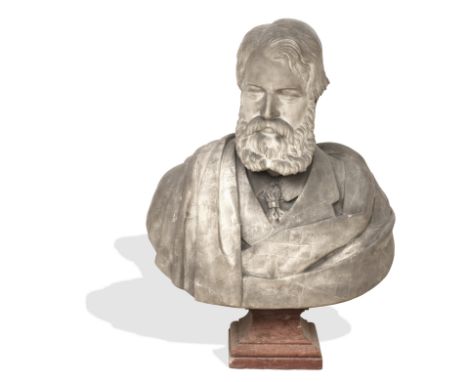 A large white marble bust of Cromartie Sutherland-Leveson-Gower, 4th Duke of Sutherland (1851-1913)By Charlotte Besnard nee D