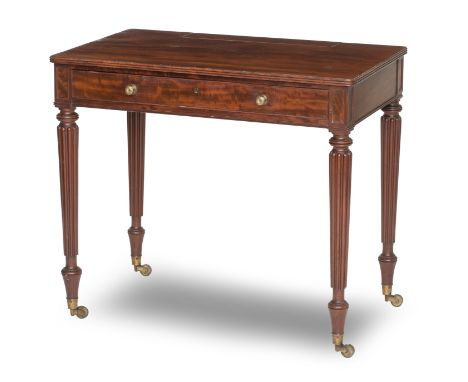 A Regency mahogany chamber tableAtrributed to GillowsWith a hinged ink well to the back of the top above a frieze drawer on r