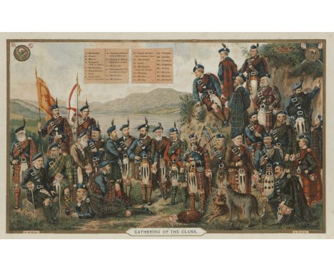 A 19th century coloured lithographGathering of the Clans, 188635 x 58cm (13 3/4 x 22 13/16in).For further information on this