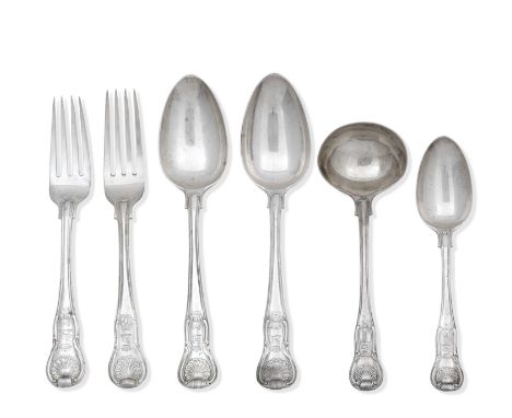 A Collection of Victorian King's Pattern Hourglass variant Flatware,by George Adams,  London 1857Engraved with a crest and co