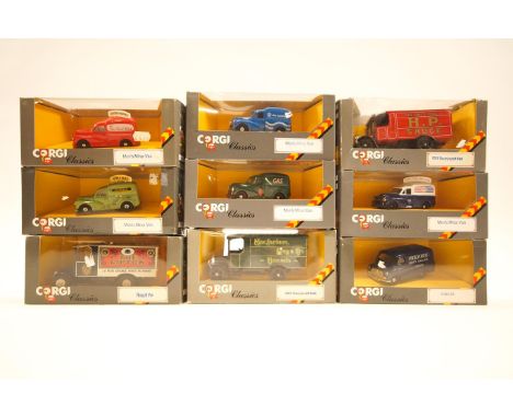Nine boxed Corgi classics delivery vans to include Morris Minor and Thorneycroft