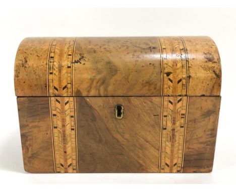 A Victorian walnut tea caddy and an early 19th century mahogany tea caddy