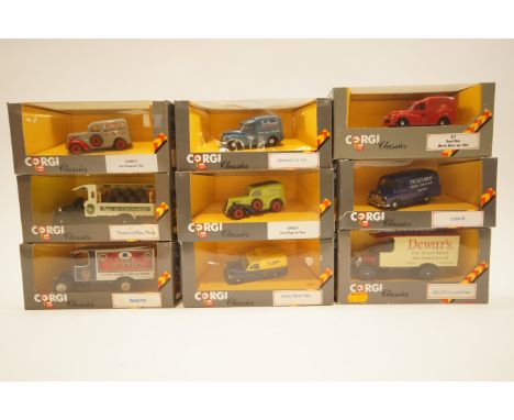 Nine boxed Corgi classics delivery vans, to include Morris Minor and Thorneycroft
