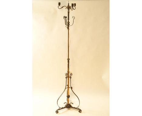 A Victorian telescopic standard lamp, converted to electricity, 198cm high