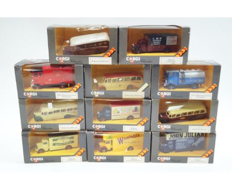 Eleven boxed Corgi classics, coaches and lorries, to include Bedford and OB series
