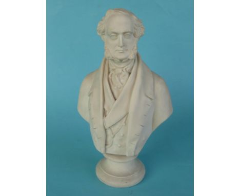 Political Commemoratives: 1848 Lord George Bentinck: A Copeland white parian portrait bust the reverse inscribed ‘Count d’Ors