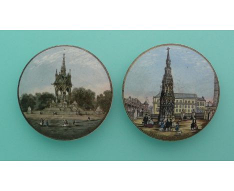 Albert Memorial (190) and Eleanor Cross (194) (2)(potlid pot lid pratt prattware)