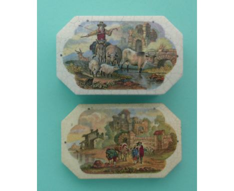 Driving Cattle (387) with base and The Muleteer (392) flange restored (3)(potlid pot lid pratt prattware)