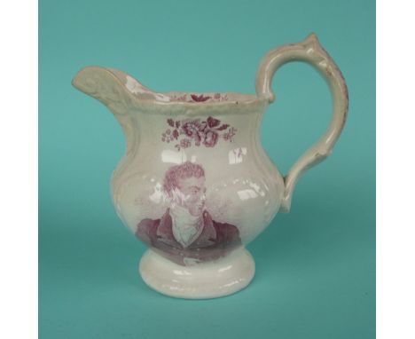 1832 Reform: a pottery mug printed in pink with a head and shoulders portrait and on the reverse inscribed ‘Reform’, the unde
