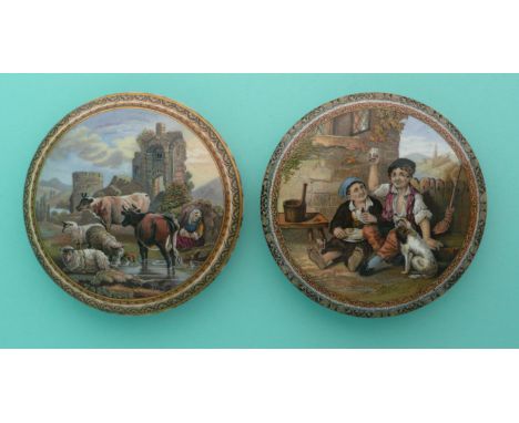 Cattle and Ruins (315) gold lining and The Queen, God Bless Her (319) both with black mottled flanges (2)(potlid pot lid prat