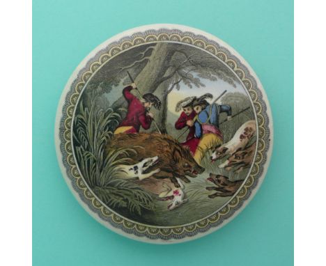 The Boar Hung (262)(potlid pot lid pratt prattware)