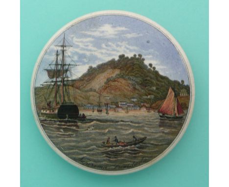 Napirima, Trinidad (225) minor rim hairline crack at nine o’clock (potlid pot lid pratt prattware)