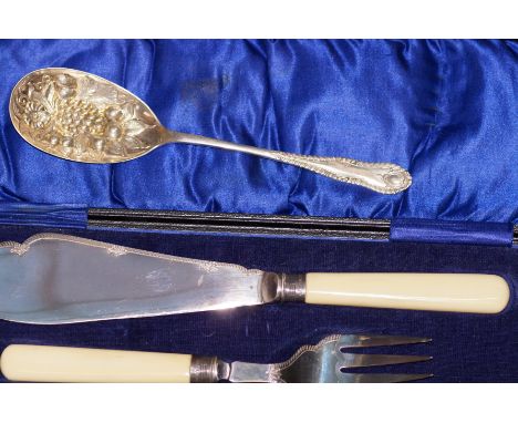 Fish knife &amp; fork together with fruit spoon 