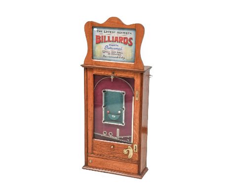 A Rare 'Billiards' Coin Operated Wall Machine By The British Manufacturing Company   circa 1930, on 1d. play, with central sn